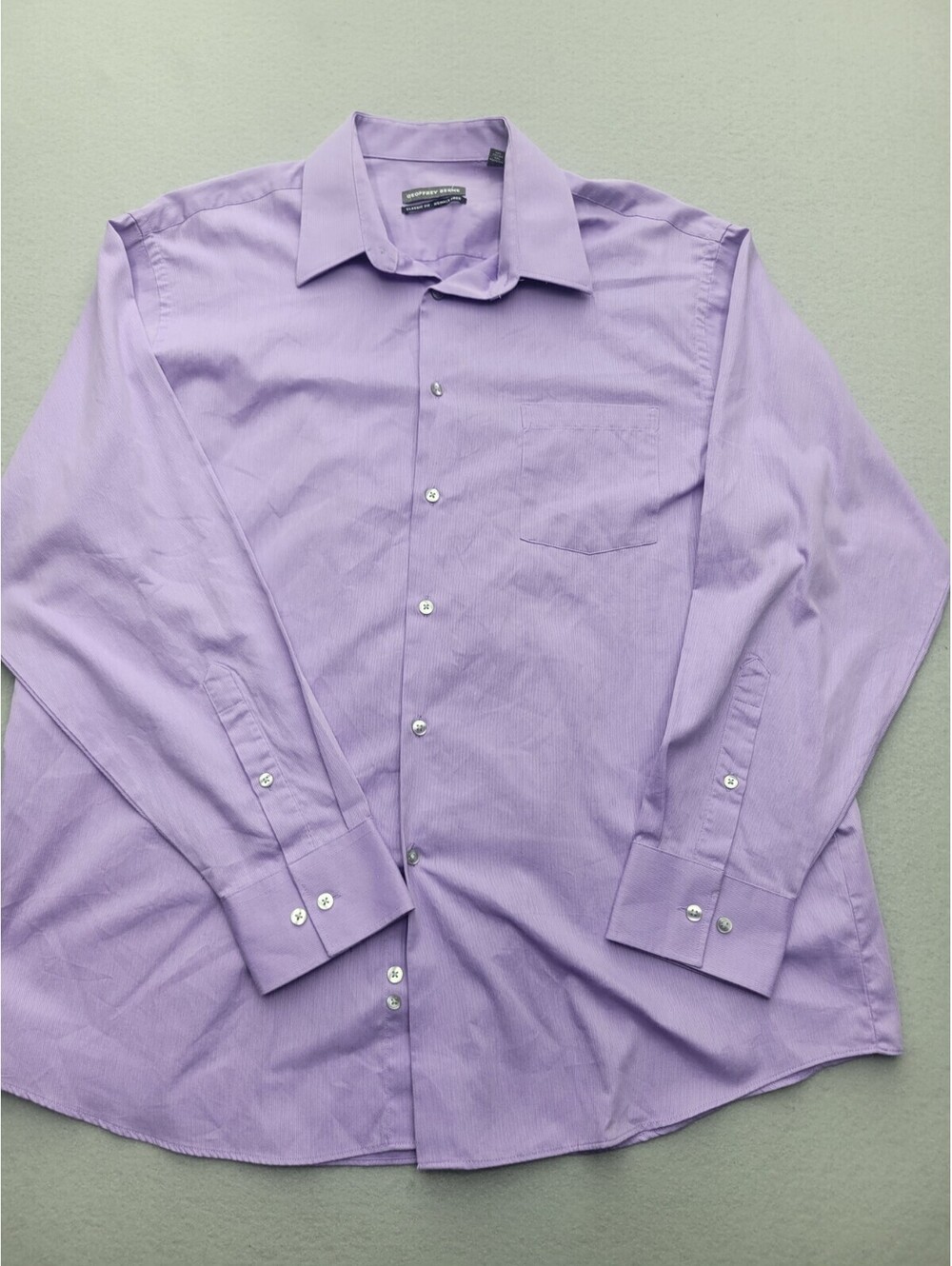 Geoffrey Beene Men's Button-Up Size XL Purple Long Sleeve Solid Cotton Blend